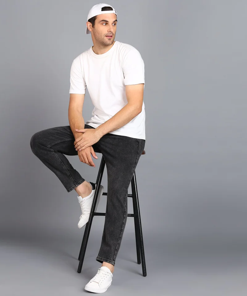 Urbano Fashion  Urbano Fashion Men's Jet Black Regular Fit Washed Jogger Jeans Stretchable for Men | Best Price UAE